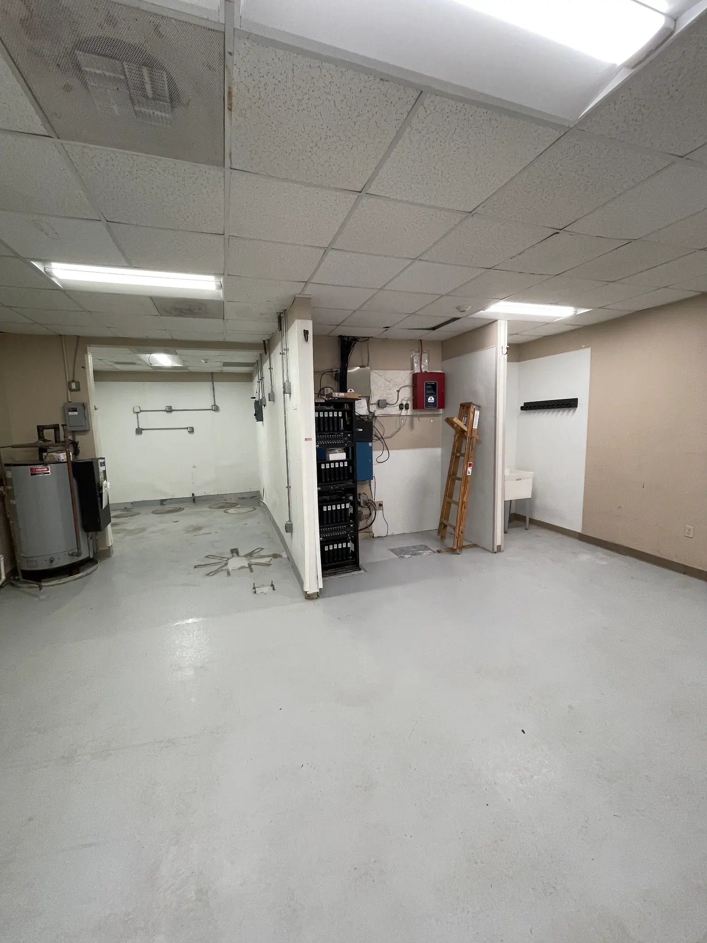 Loading area with overhead door